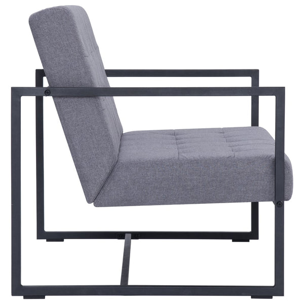 vidaXL Canapé 2 places avec accoudoirs Gris clair Acier et tissu