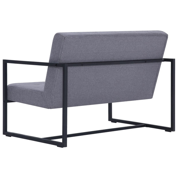 2-Sitzer-Sofa mit Armlehnen Hellgrau Stahl und Stoff