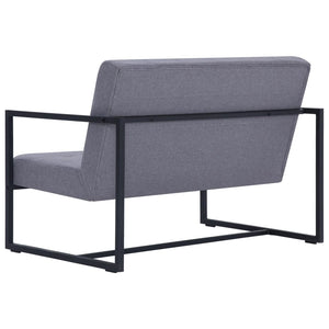 vidaXL Canapé 2 places avec accoudoirs Gris clair Acier et tissu