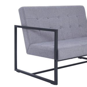 vidaXL Canapé 2 places avec accoudoirs Gris clair Acier et tissu