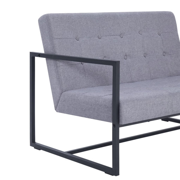 vidaXL Canapé 2 places avec accoudoirs Gris clair Acier et tissu