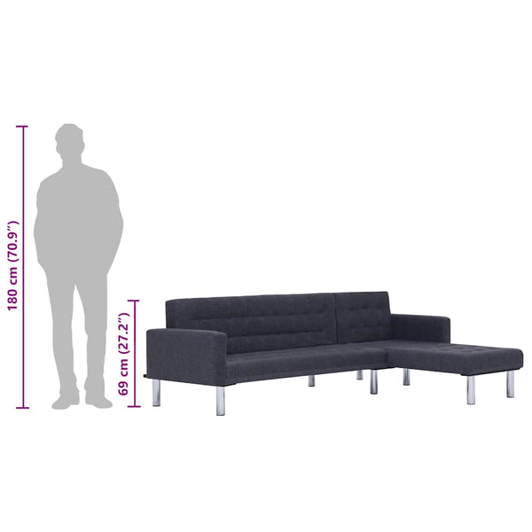 Schlafsofa in L-Form Dunkelgrau Polyester