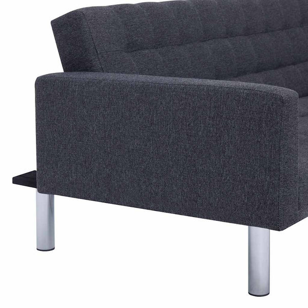 Schlafsofa in L-Form Dunkelgrau Polyester