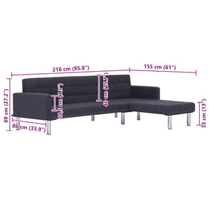 Schlafsofa in L-Form Dunkelgrau Polyester
