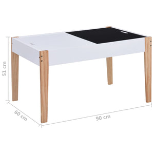3-tlg. Kinder-Sitzgruppe mit Kreidetafel Schwarz und Weiß