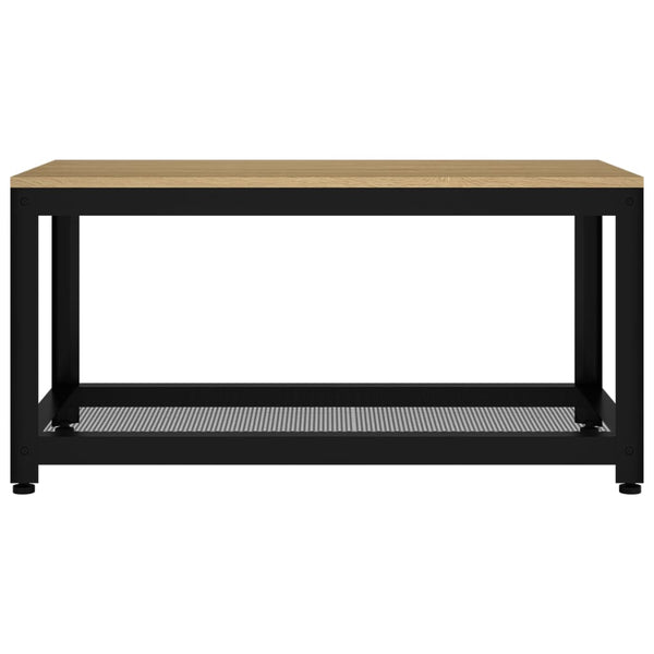 Couchtisch Hellbraun und Schwarz 90x45x45 cm MDF und Eisen