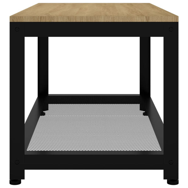 Couchtisch Hellbraun und Schwarz 90x45x45 cm MDF und Eisen