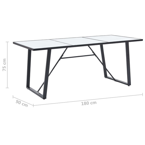 Esstisch Weiß 180 x 90 x 75 cm Hartglas