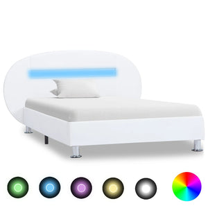 vidaXL Cadre de lit avec LED Blanc Similicuir 100x200 cm