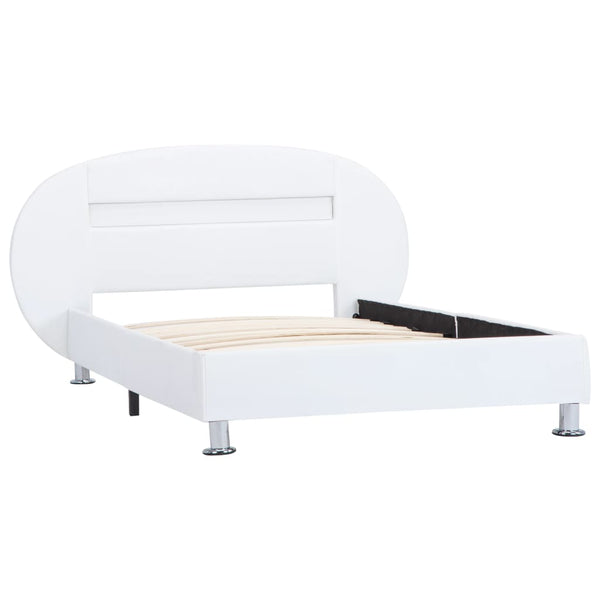vidaXL Cadre de lit avec LED Blanc Similicuir 100x200 cm