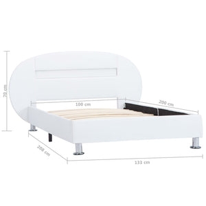 vidaXL Cadre de lit avec LED Blanc Similicuir 100x200 cm