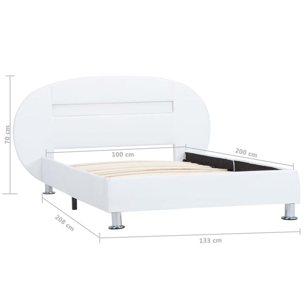 vidaXL Cadre de lit avec LED Blanc Similicuir 100x200 cm