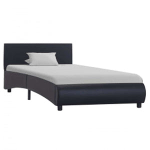 Bettgestell mit LED Schwarz Kunstleder 100x200 cm
