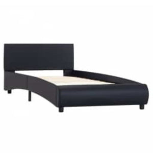 Bettgestell mit LED Schwarz Kunstleder 100x200 cm