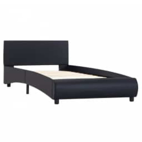 Bettgestell mit LED Schwarz Kunstleder 100x200 cm