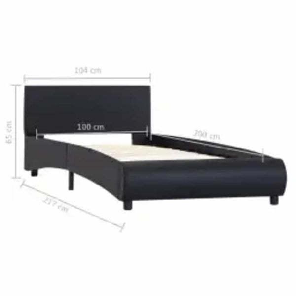 Bettgestell mit LED Schwarz Kunstleder 100x200 cm