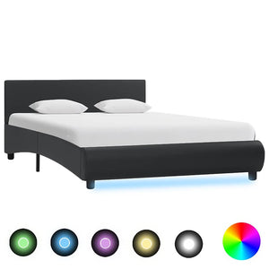 Bett mit LED-Beleuchtung ohne Matratze Schwarz 120x200 cm