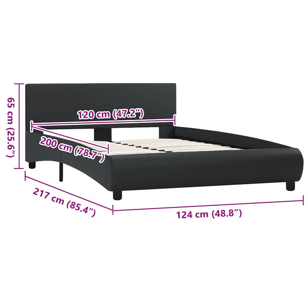 Bett mit LED-Beleuchtung ohne Matratze Schwarz 120x200 cm
