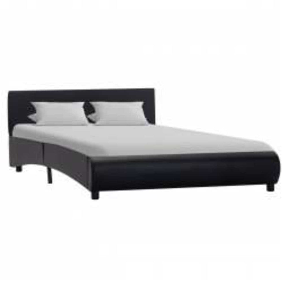vidaXL Cadre de lit LED Noir Similicuir 140x200 cm