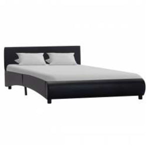 Bettgestell mit LED Schwarz Kunstleder 140×200 cm