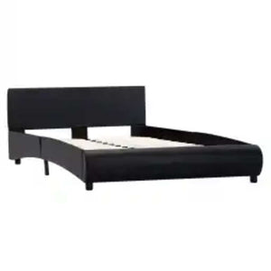 Bettgestell mit LED Schwarz Kunstleder 140×200 cm