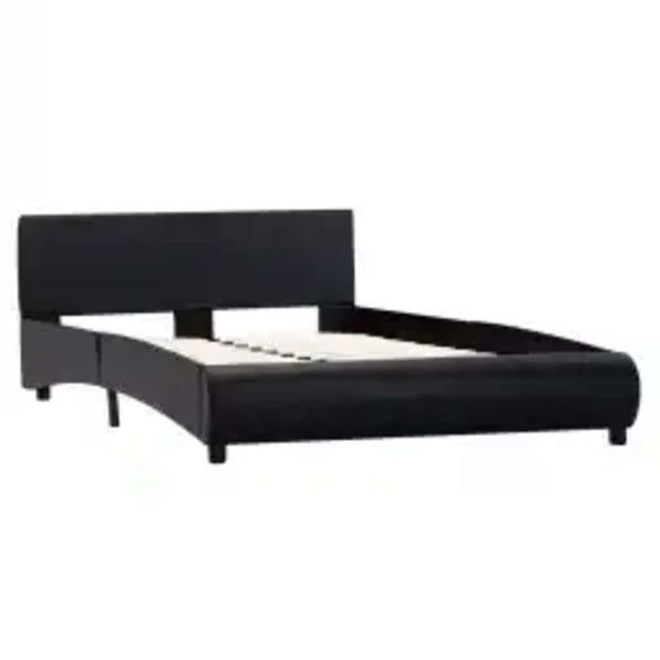 Bettgestell mit LED Schwarz Kunstleder 140×200 cm