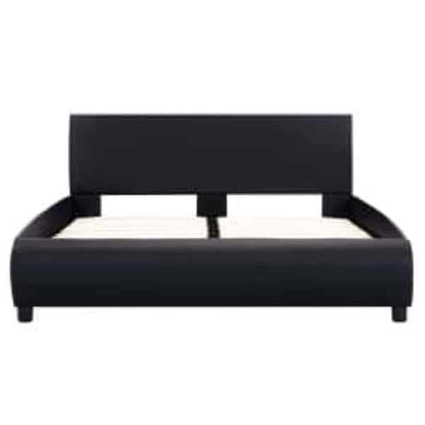 Bettgestell mit LED Schwarz Kunstleder 140×200 cm