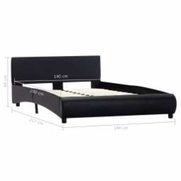Bettgestell mit LED Schwarz Kunstleder 140×200 cm