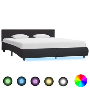 vidaXL Cadre de lit avec LED Noir Similicuir 160 x 200 cm