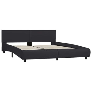 Bettgestell mit LED Schwarz Kunstleder 160 x 200 cm