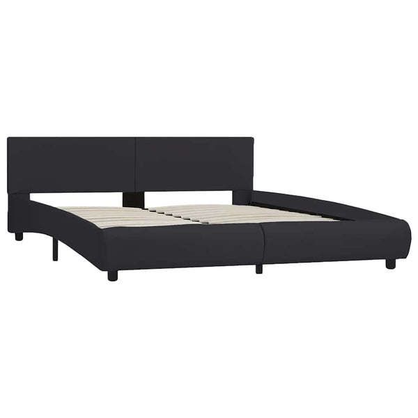 Bettgestell mit LED Schwarz Kunstleder 160 x 200 cm