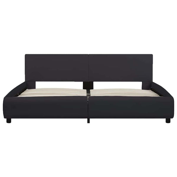 Bettgestell mit LED Schwarz Kunstleder 160 x 200 cm
