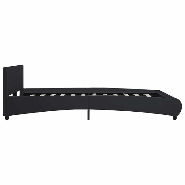 Bettgestell mit LED Schwarz Kunstleder 160 x 200 cm