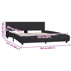 Bettgestell mit LED Schwarz Kunstleder 160 x 200 cm