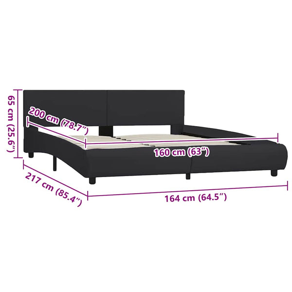 Bettgestell mit LED Schwarz Kunstleder 160 x 200 cm