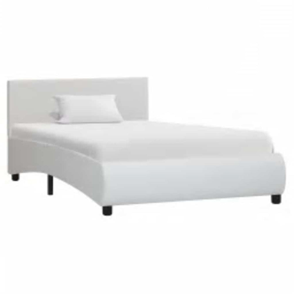vidaXL LED Bed Frame White Faux Leather 90x200 cm