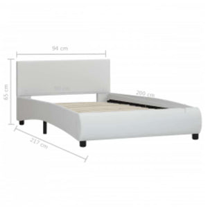 vidaXL LED Bed Frame White Faux Leather 90x200 cm