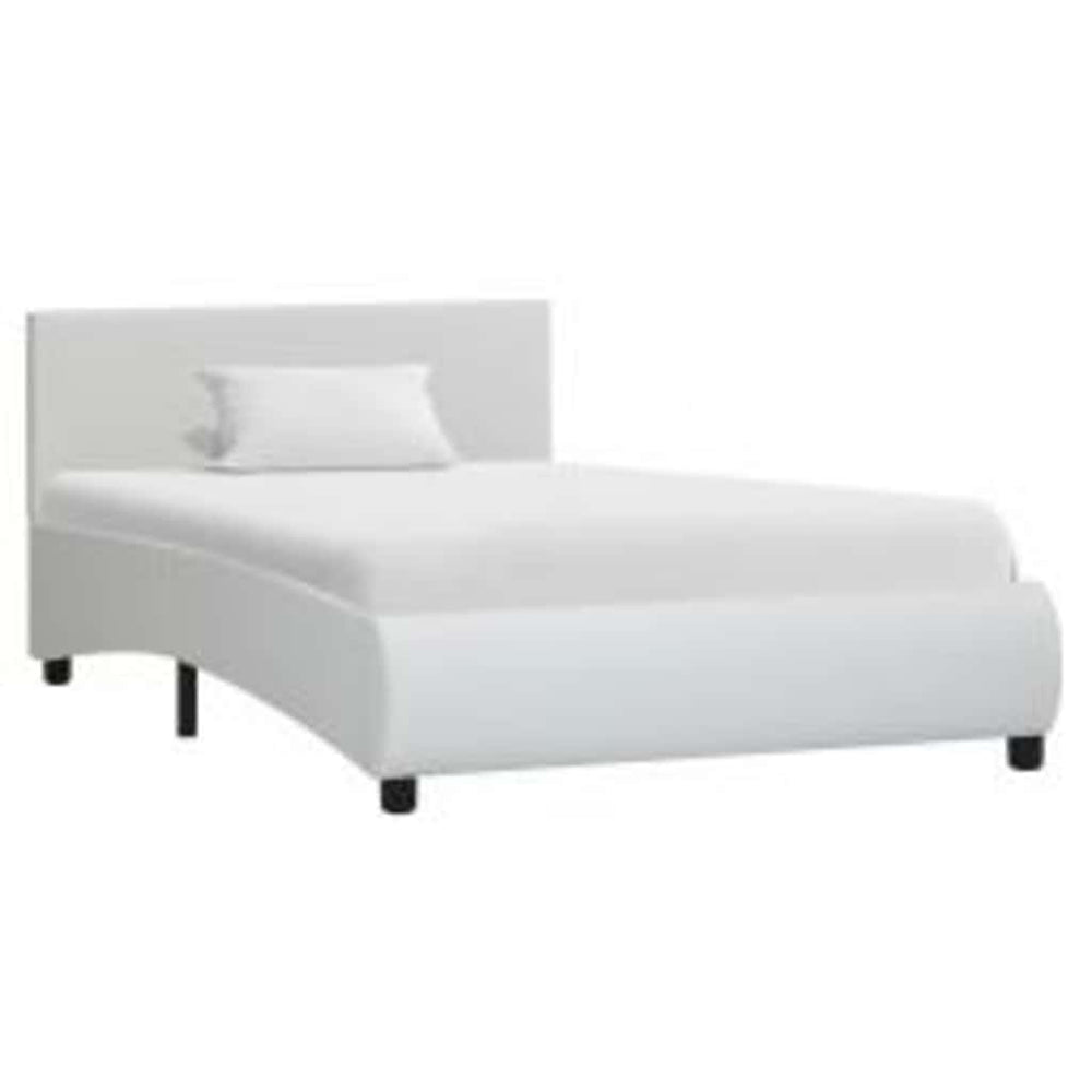 vidaXL Cadre de lit avec LED Blanc Similicuir 100x200 cm