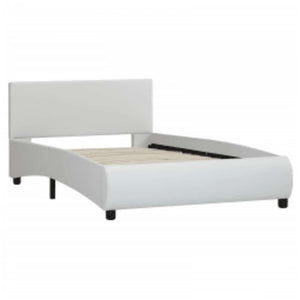 vidaXL Cadre de lit avec LED Blanc Similicuir 100x200 cm