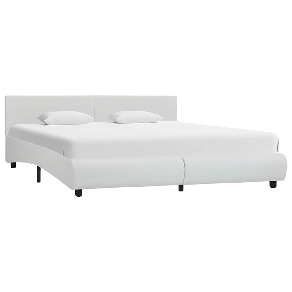 vidaXL Cadre de lit avec LED Blanc Similicuir 160×200 cm