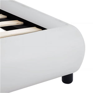 Bettgestell mit LED Weiß Kunstleder 160×200 cm