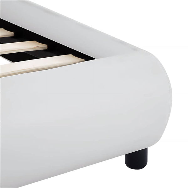 Bettgestell mit LED Weiß Kunstleder 160×200 cm