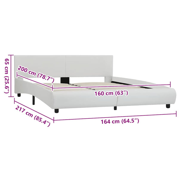 Bettgestell mit LED Weiß Kunstleder 160×200 cm