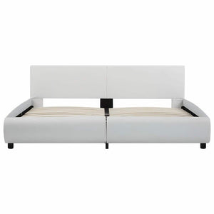 Bettgestell mit LED Weiß Kunstleder 180×200 cm