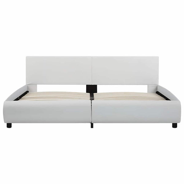 Bettgestell mit LED Weiß Kunstleder 180×200 cm