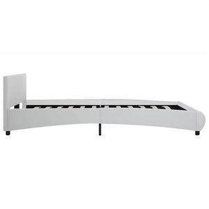 Bettgestell mit LED Weiß Kunstleder 180×200 cm