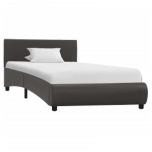Bettgestell mit LED Grau Kunstleder 90×200 cm