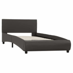 vidaXL Cadre de lit avec LED Gris Similicuir 90×200 cm