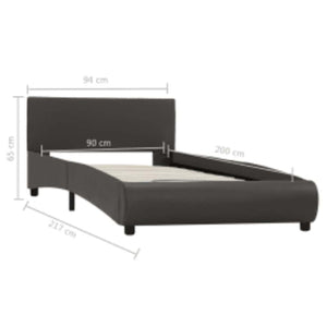 vidaXL Cadre de lit avec LED Gris Similicuir 90×200 cm