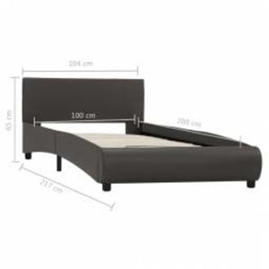 Bettgestell mit LED Grau Kunstleder 100x200 cm
